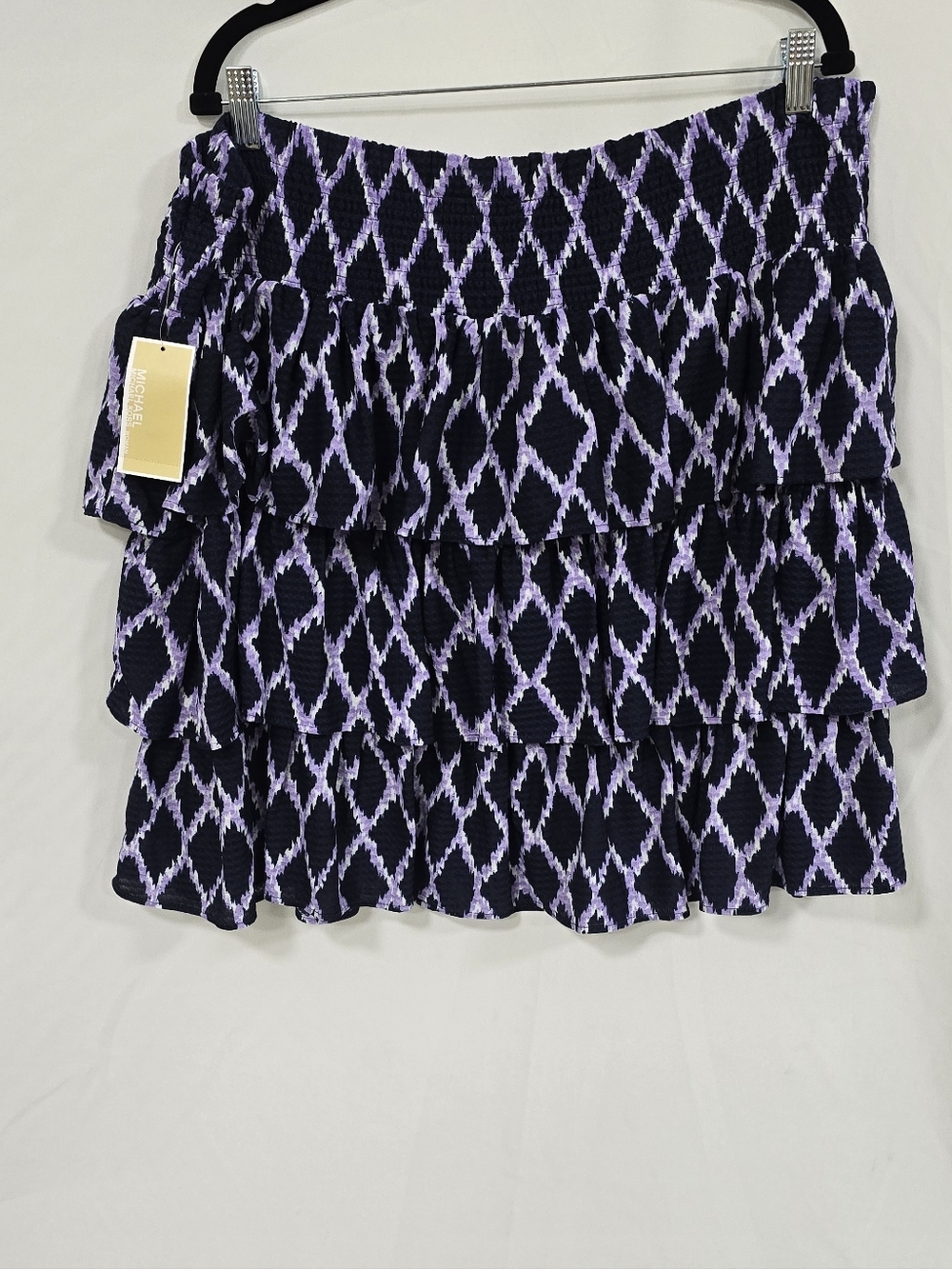 Michael Kors women plus size 2X Smock waist 3 Tie Ikat Skirt Layer boho - Picture 6 of 9